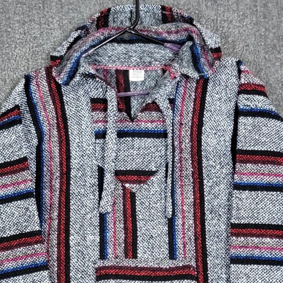 Artesanias Hoodie Mens L Striped Baja California Surfer Skater Sweater Drug Rug - Picture 2 of 10